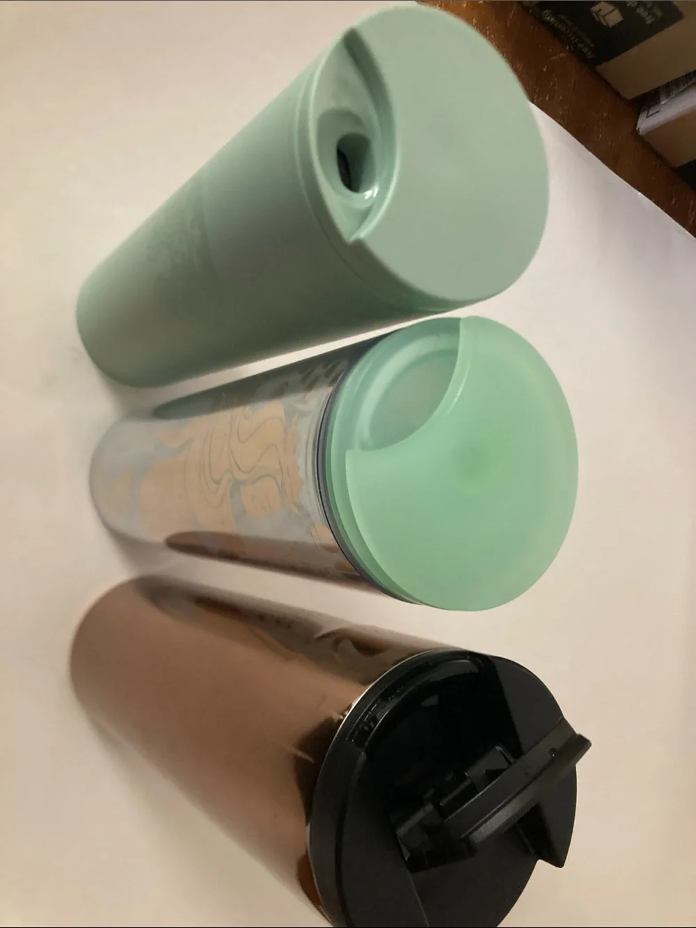 Starbucks Mint, Clear & bronze Tumbler Trio